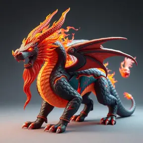 Lavabreath is an ancient war dragon with a grand demeanor and a crown of horns fusion with a god lion with molten lava patterns, Ultra Detailed, Realistic