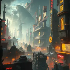 A fantasy cyberpunk city, Highly Detailed, Intricate Artwork, Cybernatic and Sci-Fi, Photo Realistic, Volumetric Lighting