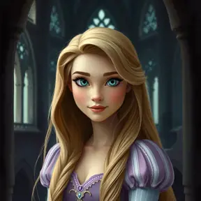 Matte portrait of Disney's Rapunzel inside a castle, Ultra Detailed, Half Body, Beautiful, Matte Painting, Sharp Focus, Portrait, Fantasy
