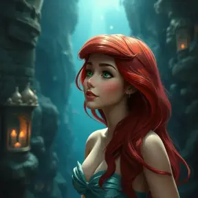 Matte portrait of Disney's Ariel in the under water city of Atlantis, Ultra Detailed, Half Body, Beautiful, Matte Painting, Sharp Focus, Portrait, Fantasy