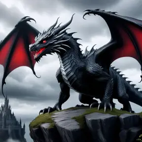 Dragon with red eyes, Gothic and Fantasy, Matte Painting