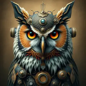 Steampunk portrait of a Owl, inspired by future technology, Highly Detailed, Steampunk by Stanley Artgerm Lau