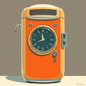 A Time Machine designed by Dieter Rams. stunning industrial design. Natural colors, mid century modern design, Vintage Illustration, Retro-Futurism, Vector Art by Stanley Artgerm Lau