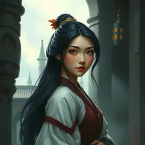 Matte portrait of Mulan inside a castle, Ultra Detailed, Half Body, Beautiful, Matte Painting, Sharp Focus, Portrait, Fantasy by Stanley Artgerm Lau