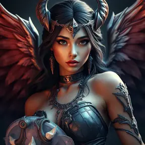 Alluring matte portrait of a beautiful Nidalee with wings, 8k, Highly Detailed, Intricate, Half Body, Realistic, Sharp Focus, Volumetric Lighting, Fantasy, Elegant by Stanley Artgerm Lau, WLOP