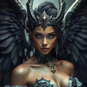 Alluring matte portrait of a beautiful Nidalee with wings, Highly Detailed, Intricate, Half Body, Realistic, Sharp Focus, Volumetric Lighting, Fantasy, Elegant by Stefan Kostic
