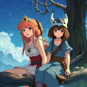 princess nausicaa and princess mononoke, Highly Detailed, Beautiful, Digital Painting, Anime, Fantasy by Studio Ghibli