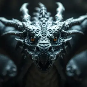 Closeup portrait of a fierce dragon from Game of Thrones, Highly Detailed, Sharp Focus, Volumetric Lighting