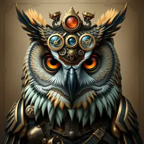 Steampunk portrait of a Owl, inspired by future technology, Highly Detailed, Steampunk by Stanley Artgerm Lau