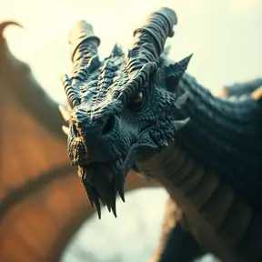 Closeup portrait of a fierce dragon in a fantasy world of dragons, Highly Detailed, Sharp Focus, Volumetric Lighting