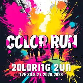 poster graphic for a color run event. Graffiti feel in a vector style, Poster
