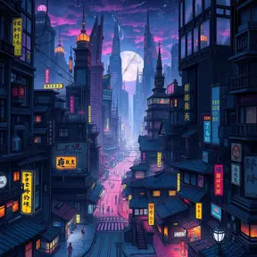 A fantasy cyberpunk city, Highly Detailed, Intricate Artwork, Comic, Photo Realistic by Alena Aenami, Studio Ghibli