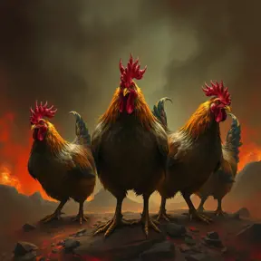 evil chickens of doom, Eldritch, Fantasy, Apocalyptic, Doom, Dreadful, Forbidding, Frightful, Harrowing, Ominous, Shocking, Terrifying, Threatening, Unnerving