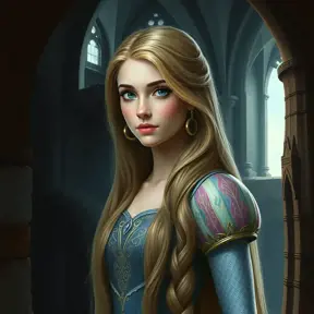 Matte portrait of Rapunzel inside a castle, Ultra Detailed, Half Body, Beautiful, Matte Painting, Sharp Focus, Portrait, Fantasy by Stefan Kostic