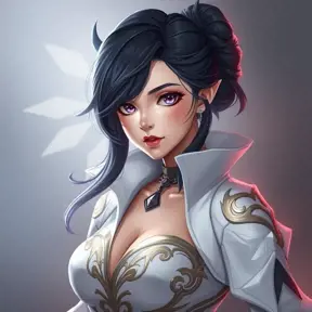 Matte portrait of a mysterious Fiora from League of Legends in white, Intricate, Half Body, Sharp Focus, Anime, Elegant by WLOP