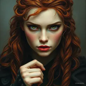 Merida of DunBroch, Intricate Artwork, Intricate Details, Half Body, Beautiful, Matte Painting, Sharp Focus, Portrait, Fantasy, Threatening by Stefan Kostic