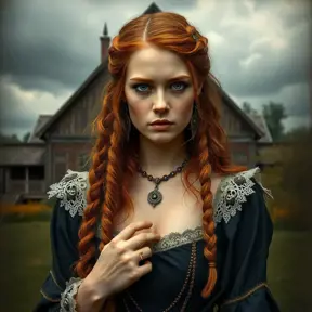 American Gothic Merida of DunBroch, Gothic and Fantasy, Half Body, Portrait, Threatening