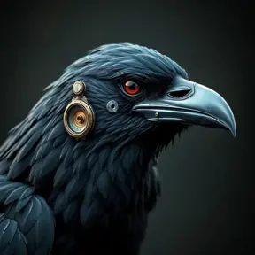 Steampunk portrait of a Crow, inspired by future technology, Highly Detailed, Steampunk