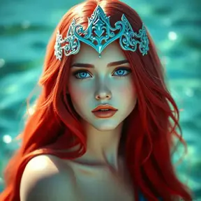 Ariel the mermaid with blue eyes, Half Body, Beautiful, Sharp Focus, Fantasy by Stefan Kostic