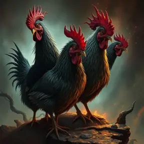 evil chickens of doom, Eldritch, Fantasy, Apocalyptic, Doom, Dreadful, Forbidding, Frightful, Harrowing, Ominous, Shocking, Terrifying, Threatening, Unnerving