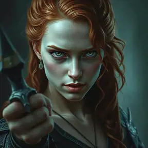 Merida of DunBroch, Intricate Artwork, Intricate Details, Half Body, Beautiful, Matte Painting, Sharp Focus, Portrait, Fantasy, Threatening by Stefan Kostic