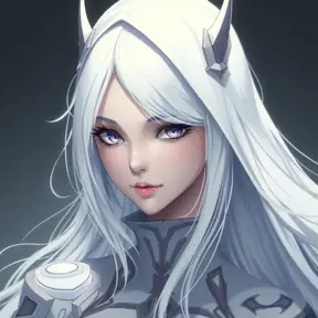 Matte portrait of a mysterious Fiora from League of Legends in white, Intricate, Half Body, Sharp Focus, Anime, Elegant