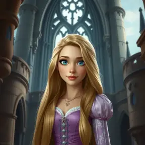 Matte portrait of Disney's Rapunzel inside a castle, Ultra Detailed, Half Body, Beautiful, Matte Painting, Sharp Focus, Portrait, Fantasy by Stanley Artgerm Lau