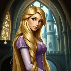 Matte portrait of Disney's Rapunzel inside a castle, Ultra Detailed, Half Body, Beautiful, Matte Painting, Sharp Focus, Portrait, Fantasy
