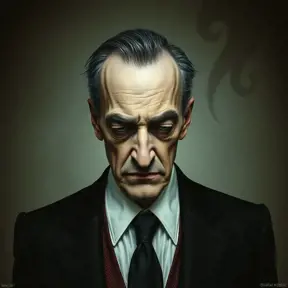 American Gothic Gomez Addams, Gothic and Fantasy, Half Body, Portrait, Threatening by Stefan Kostic