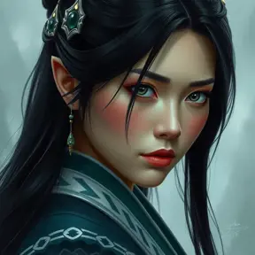 Mulan, Ultra Detailed, Half Body, Beautiful, Matte Painting, Sharp Focus, Portrait, Fantasy by Stefan Kostic