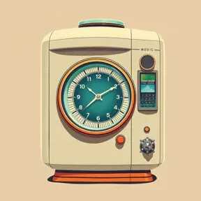 A Time Machine designed by Dieter Rams. stunning industrial design. Natural colors, mid century modern design, Vintage Illustration, Retro-Futurism, Vector Art by Stanley Artgerm Lau