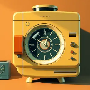 A Time Machine designed by Dieter Rams. stunning industrial design. Natural colors, mid century modern design, Highly Detailed, Vintage Illustration, Retro-Futurism, Sharp Focus, Smooth, Vector Art by Stanley Artgerm Lau