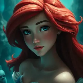 Matte portrait of Disney's Ariel in the under water city of Atlantis, Ultra Detailed, Half Body, Beautiful, Matte Painting, Sharp Focus, Portrait, Fantasy by Stefan Kostic