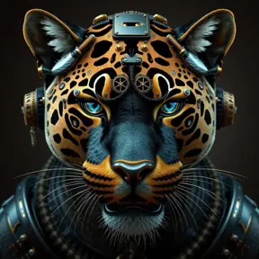 Steampunk portrait of a Panther, inspired by future technology, Highly Detailed, Steampunk by Stanley Artgerm Lau