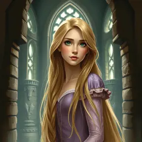 Rapunzel inside a castle, Ultra Detailed, Half Body, Beautiful, Matte Painting, Sharp Focus, Portrait, Fantasy