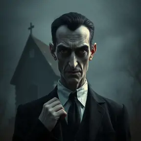 American Gothic Gomez Addams, Gothic and Fantasy, Half Body, Portrait, Threatening by Stefan Kostic
