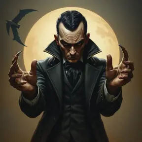 Gomez Addams, Intricate Artwork, Intricate Details, Half Body, Beautiful, Matte Painting, Sharp Focus, Portrait, Fantasy, Threatening by Stefan Kostic