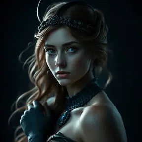 Matte portrait of the beautiful Artemis in dark blue, Highly Detailed, Intricate, Realistic, Sharp Focus, Volumetric Lighting, Fantasy, Elegant by Stefan Kostic