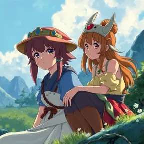 princess nausicaa and princess mononoke, Highly Detailed, Beautiful, Digital Painting, Anime, Fantasy by Studio Ghibli