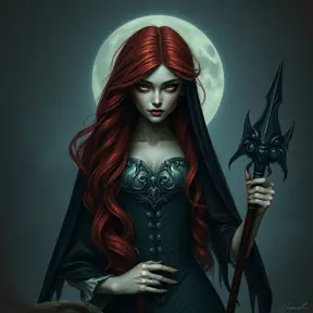 American Gothic Ariel the mermad, Gothic and Fantasy, Half Body, Portrait, Threatening