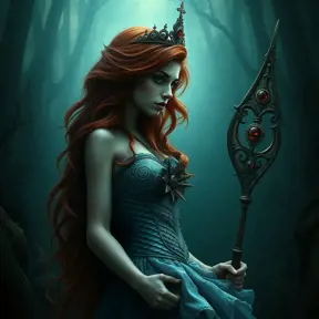 American Gothic Ariel the mermad, Gothic and Fantasy, Half Body, Portrait, Threatening