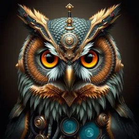 Steampunk portrait of a Owl, inspired by future technology, Highly Detailed, Steampunk by Stanley Artgerm Lau