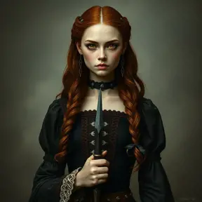 American Gothic Merida of DunBroch, Gothic and Fantasy, Half Body, Portrait, Threatening