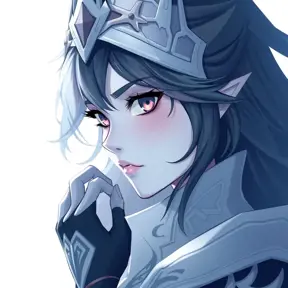 Matte portrait of a mysterious Fiora from League of Legends in white, Intricate, Half Body, Sharp Focus, Anime, Elegant