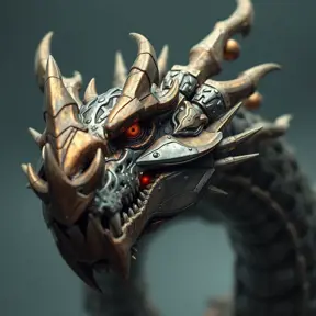 close up artistic medieval mechanical dragon monster, 4k, Highly Detailed, Hyper Detailed, Powerful, Artstation, Vintage Illustration, Digital Painting, Sharp Focus, Smooth, Concept Art by Stanley Artgerm Lau, Greg Rutkowski