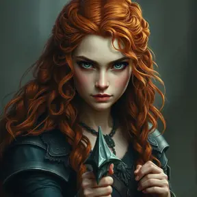 Merida of DunBroch, Intricate Artwork, Intricate Details, Half Body, Beautiful, Matte Painting, Sharp Focus, Portrait, Fantasy, Threatening by Stefan Kostic