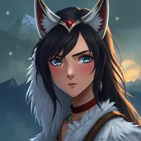 portrait of princess mononoke, Highly Detailed, Beautiful, Digital Painting, Anime, Fantasy by Studio Ghibli