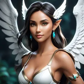 Alluring matte portrait of a beautiful Nidalee with wings, 8k, Highly Detailed, Intricate, Half Body, Realistic, Sharp Focus, Volumetric Lighting, Fantasy, Elegant by Stanley Artgerm Lau, WLOP