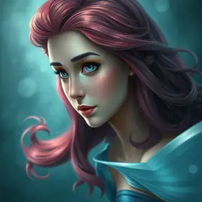 Ariel the mermaid with blue eyes, Intricate Details, Half Body, Beautiful, Matte Painting, Sharp Focus, Fantasy