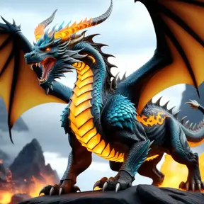 Lavabreath is an ancient war dragon with a grand demeanor and a crown of horns fusion with a god lion with molten lava patterns, Ultra Detailed, Realistic